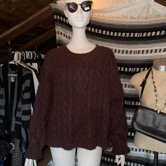 Forever 21 NWT Sweater Plum Burgundy Oversized Cable Knit Sweater | Plus Size 2X - Picture 7 of 16